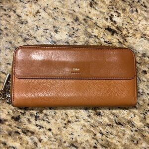 Chloe Zippy Tan Leather Wallet